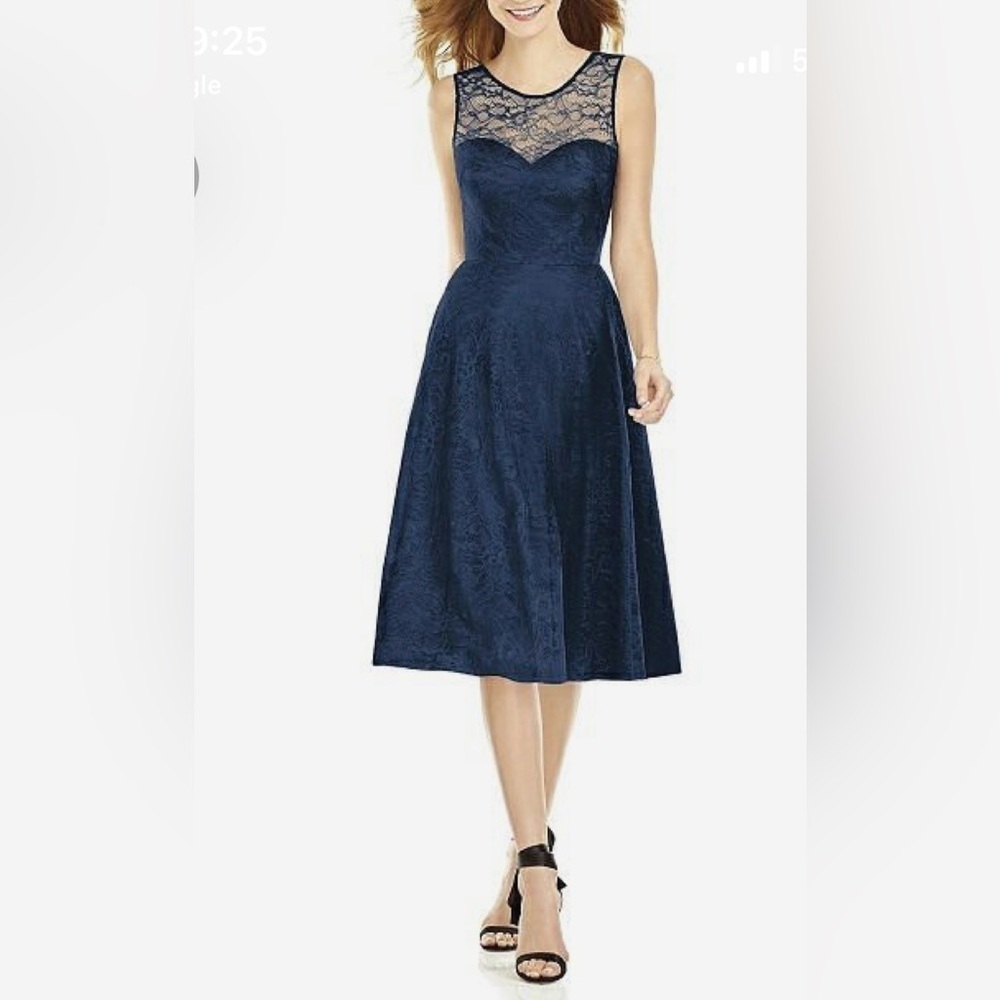 AFTER SIX STYLE 6750 FLORENTINE LACE Navy Blue  Bridesmaid Dress, sz 10